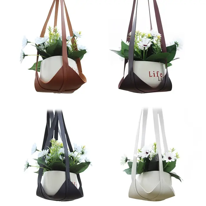 Présentoir en cuir PU pour intérieur et extérieur, support pour plantes, décoration de la maison