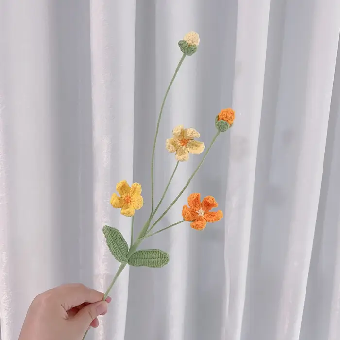 Herba Androsacis Crochet fleurs créatif tricot fleur Bouquet tissé à la main