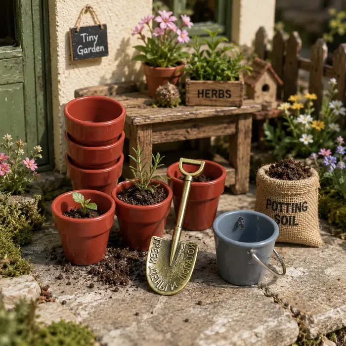 Ensemble de 7 petits pots de fleurs miniatures
