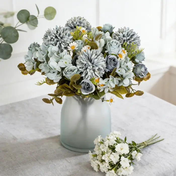 Fleurs Artificielles Camomille – Combinaison pour Décoration de Table Maison