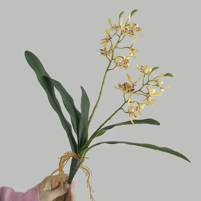2 Branches de fleurs artificielles Phalaenopsis avec feuilles