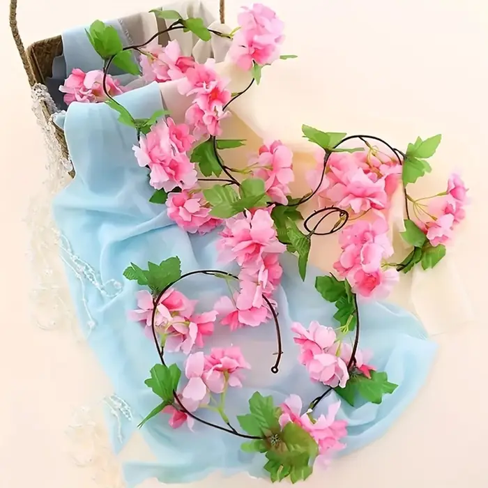 Fleurs artificielles 220Cm Cherry Blossom Vigne Jardinage Maison Chambre Décor De Table Accessoires De Mariage Ivy Garland Arch Intérieur Extérieur