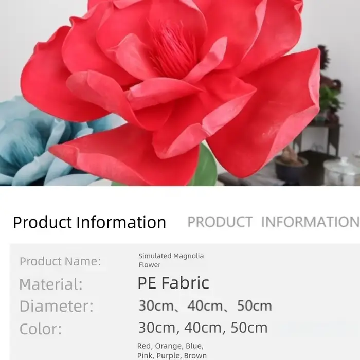 Fleur de Magnolia simulée 3D à grande échelle 30/50CM