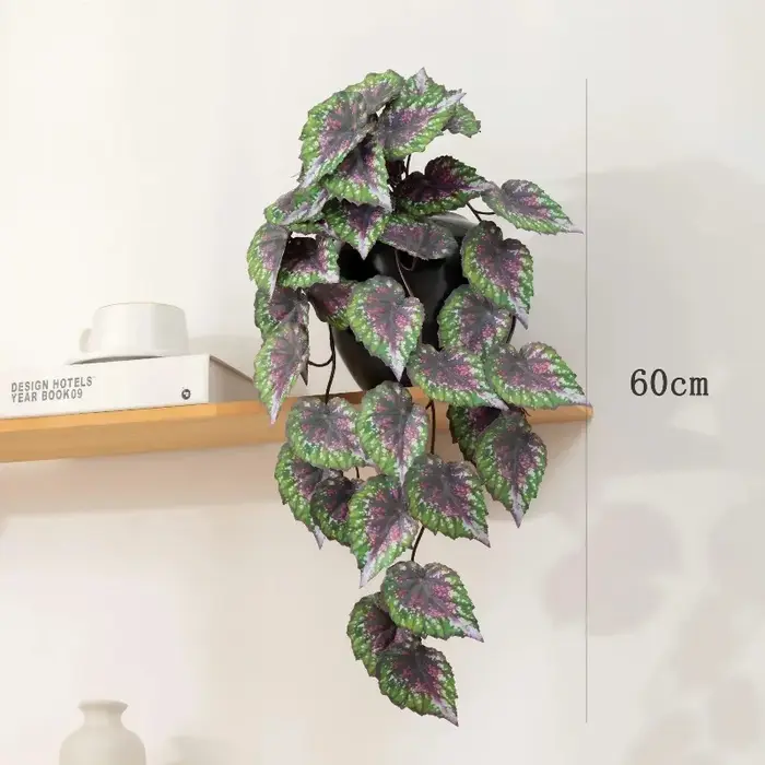3 pièces de plantes vertes artificielles de type feuille de perilla