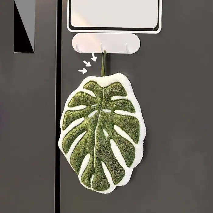 Serviette de toilette en forme de feuilles de plantes vertes, douce et absorbante, serviette de sall