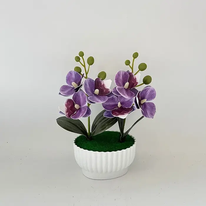Deux ensembles de trois fleurs simulées, orchidées papillon, plantes en pot, décoration d'intérieur,