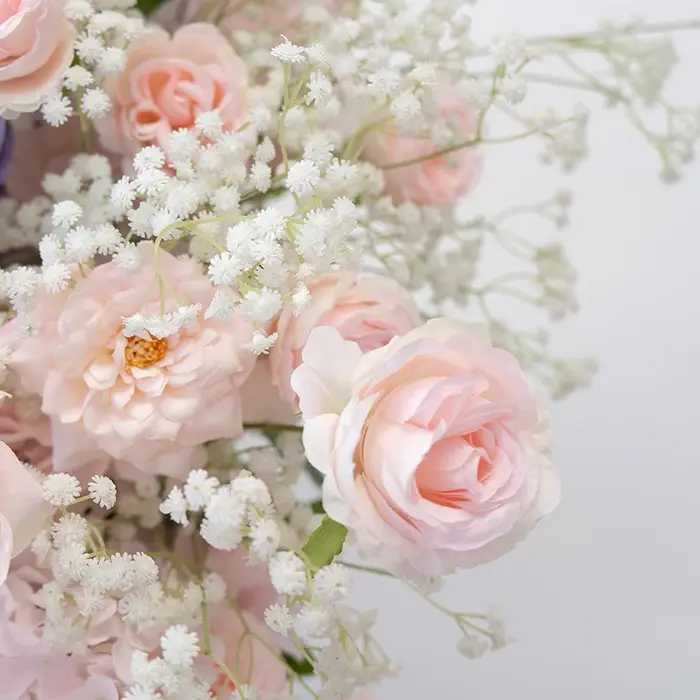 Angela fleur violet rose Roses Babysbreath Arrangement floral toile de fond de mariage arc KT conseil décor anniversaire Photo accessoires
