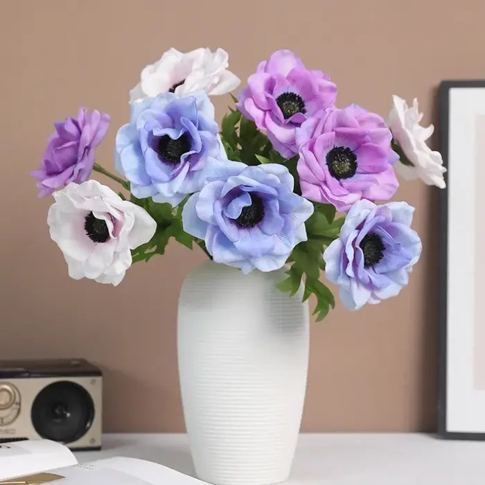Anémones artificielles roses de mariage