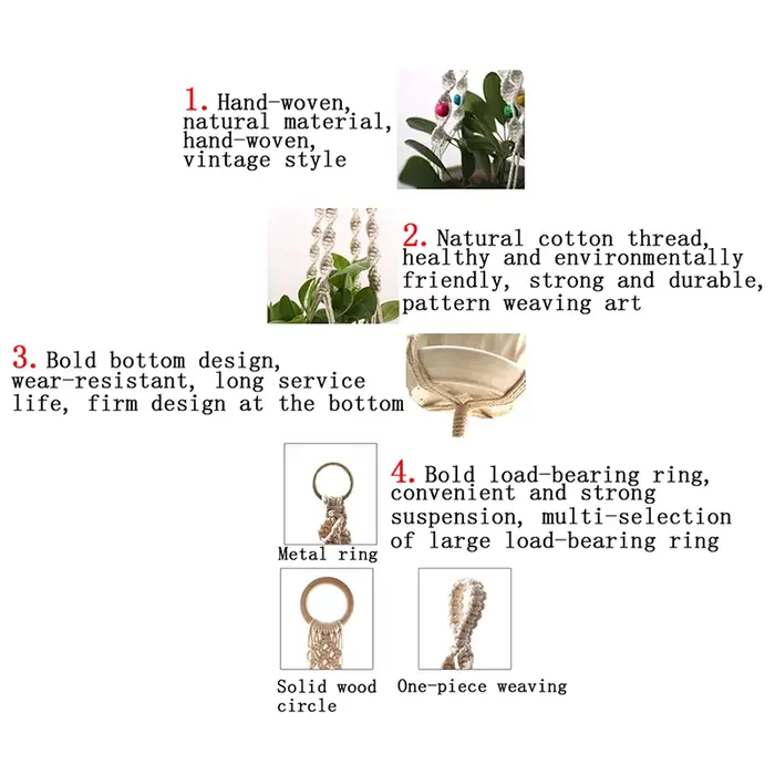 Porte-pot en macramé pour plantes, ULtressée en jute, panier artisanal