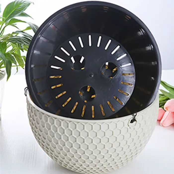 Pot de fleurs suspendu en nid d'abeille avec drain et chaîne de suspension