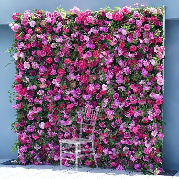 Mur de fleurs en tissu enroulable