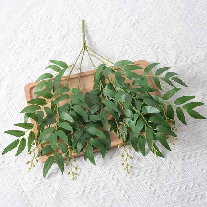 Silk Artificial Willow Bouquet Fake Green Leaves for Wedding Home Garden Vase Decoration Jungle Party DIY Plants Wreath
