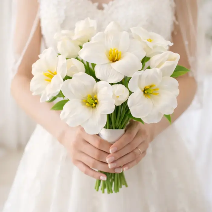 Bouquet de 8 fleurs artificielles en forme de tulipe marron