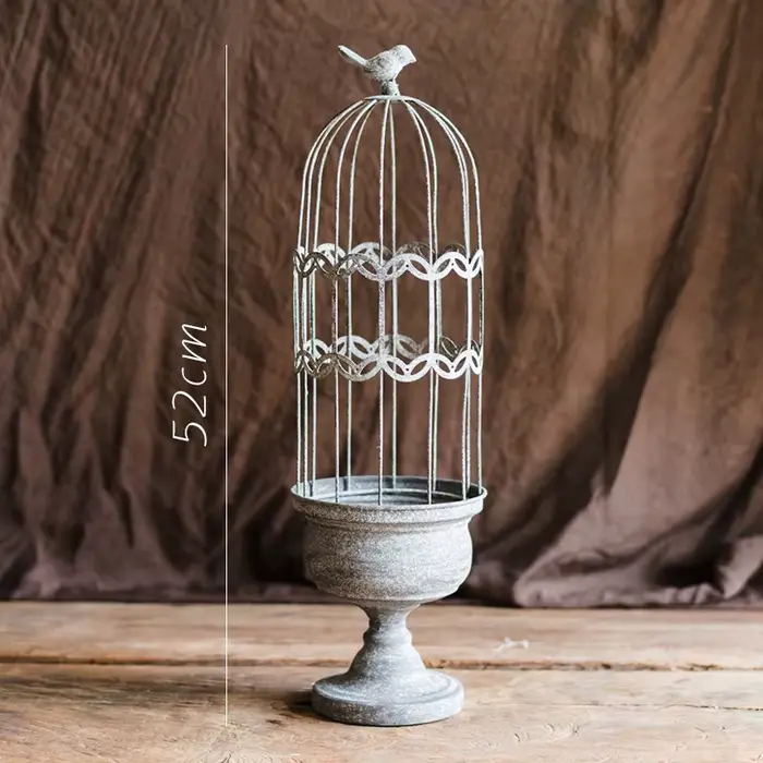 Cage à oiseaux Vintage, décoration florale, Pot de fleur, jardin, cour, jardin Rural, cage à oiseaux rustique, décoration de maison, décor de cour de maison Vintage