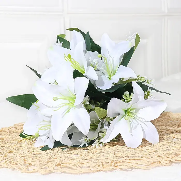 35 cm arc-en-ciel rayonne grand bouquet de lys bouquet bijoux artificiels fleurs bricolage fleur de 