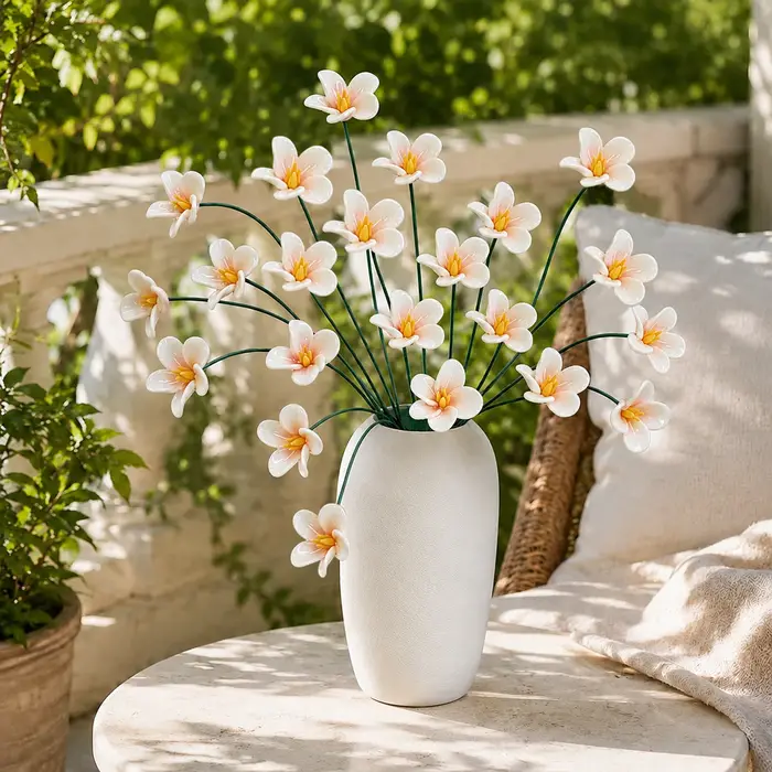8 fleurs en céramique pour la décoration de la maison, fleurs artificielles en céramique, ornements