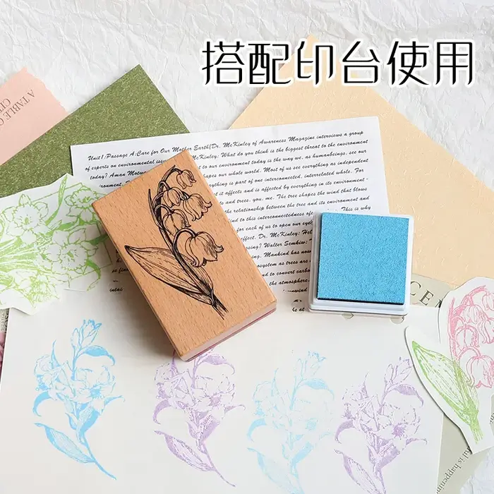 Lily Mengling Flower Ensemble de tampons décoratifs en bois à motifs de fleurs et de plantes en pot, pour DIY manuel, albums photo et journaux, 4 options