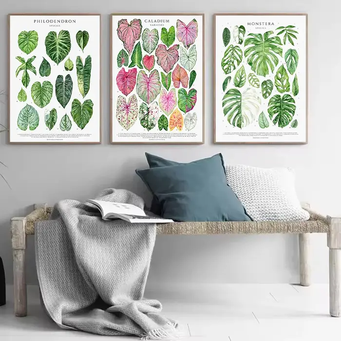 Affiche sur toile avec feuilles de plantes classiques
