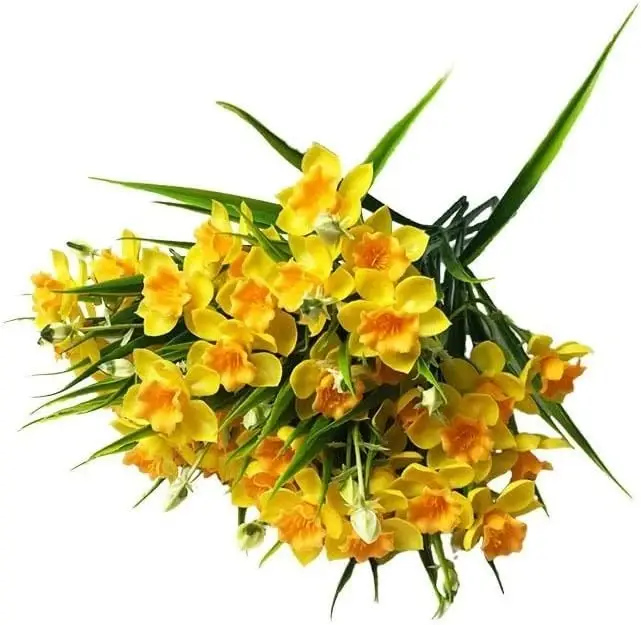 Fleurs artificielles Narcisse en soie pour bouquet de mariée, couronne de mariage, arche extérieure,
