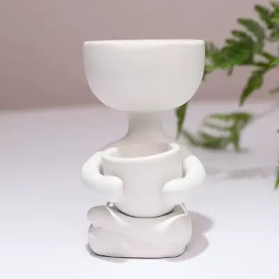 Pot de fleur en céramique humanoïde créatif, mini vase de plantes humanoïdes, décoration d'intérieur