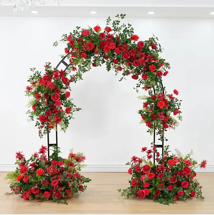 Mori vert Rose Rose accrocher fleur rangée mariage toile de fond arc décor allée sol Floral événement fête accessoires fenêtres affichage C8922