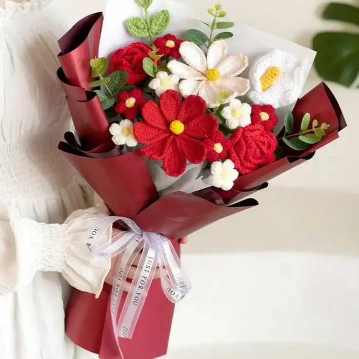 Rose artificielle au Crochet pour la saint-valentin