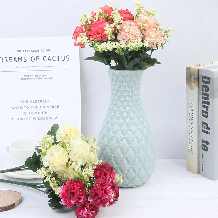NOUVEAU 1 Bouquet de 5 Têtes d'Hortensias en Soie