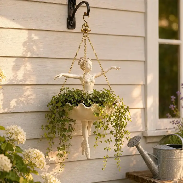 Pot de fleurs élégant suspendu en forme de ballerine, pour la culture de plantes, idéal pour salon, salle à manger, balcon, café, appartement, cadeau.
