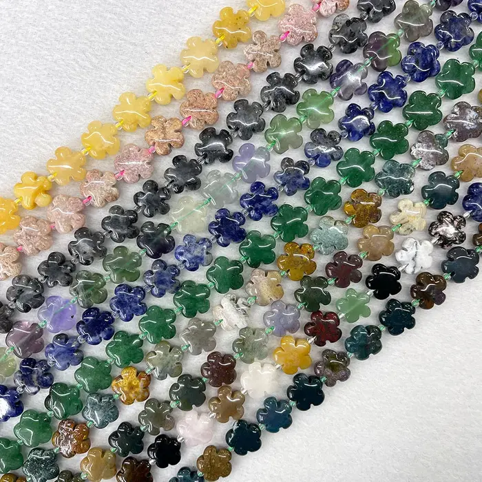 Pierre Naturelle en Forme de Fleur à Cinq Pétales, Agate Clip, Perles de 15mm, pour Fabrication de Bijoux, Fournitures de Direction