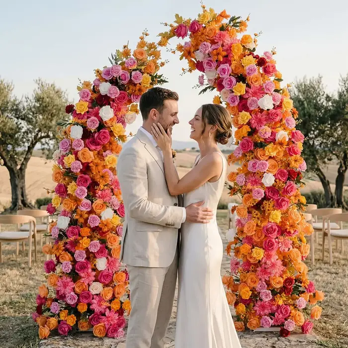 Arche de fleurs artificielles Uflower Orchid Red pour mariage