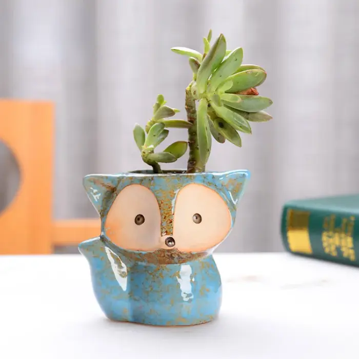 Pot de fleurs en céramique en forme de renard, mini-pot mignon pour plantes succulentes, petits pots
