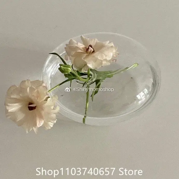 Vase en verre plat transparent de style français