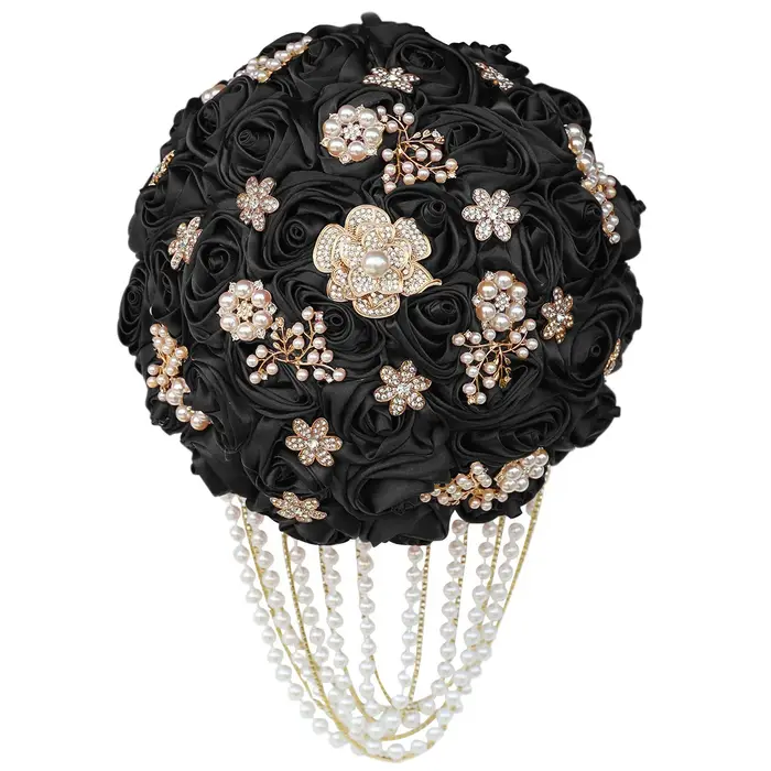 Kyunovia Bouquet de Mariage Personnalisé de Qualité Supérieure en Ivoire avec Broche