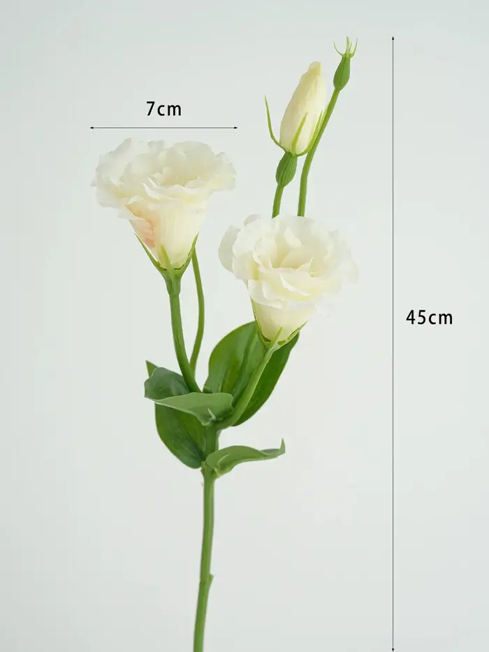 Fleurs artificielles de lisianthus blanches, 3 tiges, fleurs artificielles roses pour vase, décorati