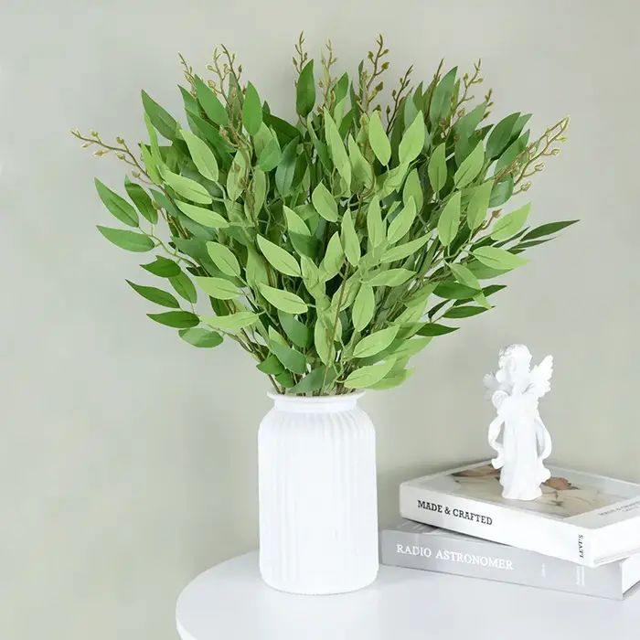 Silk Artificial Willow Bouquet Fake Green Leaves for Wedding Home Garden Vase Decoration Jungle Party DIY Plants Wreath