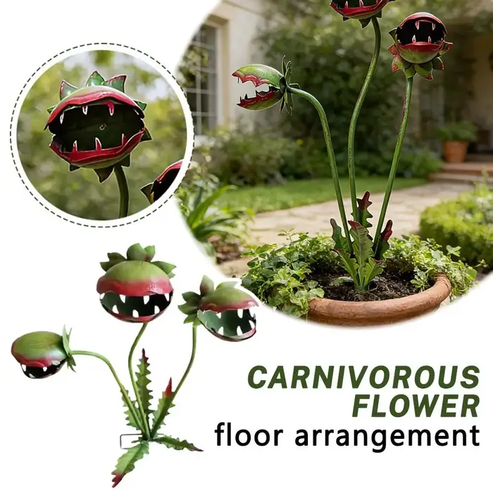 Décoration de jardin créative en forme de fleur carnivore peinte