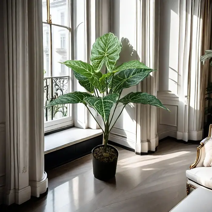 Artificial Alocasia Sarian Plant - Realistic Faux Potted Greenery for Indoor/Outdoor