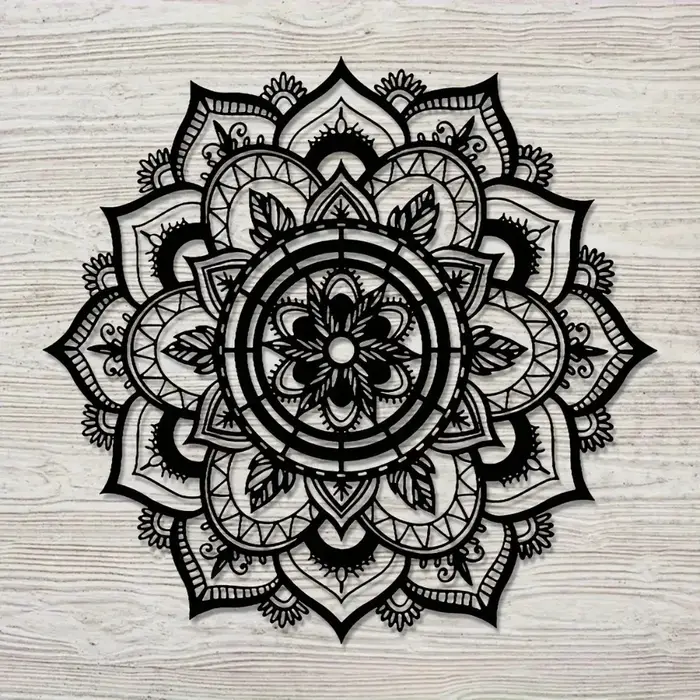 Décoration murale en métal Mandala Bohème Fleur de Lotus Zen pour la maison