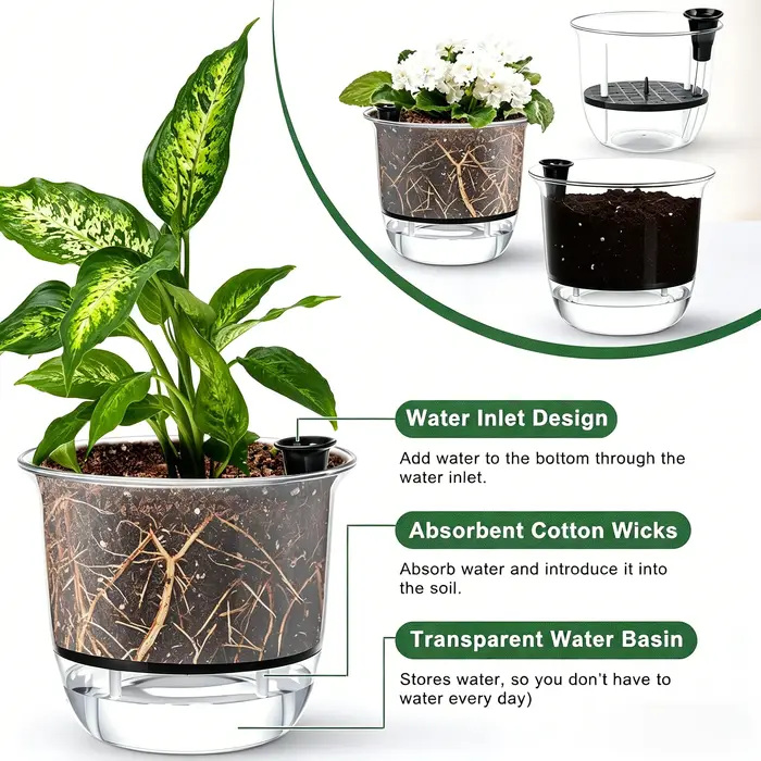 Lot de 2 pots auto-arrosants