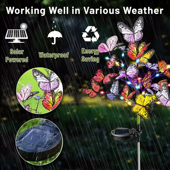 Lampe solaire au sol en forme de fleur de papillon