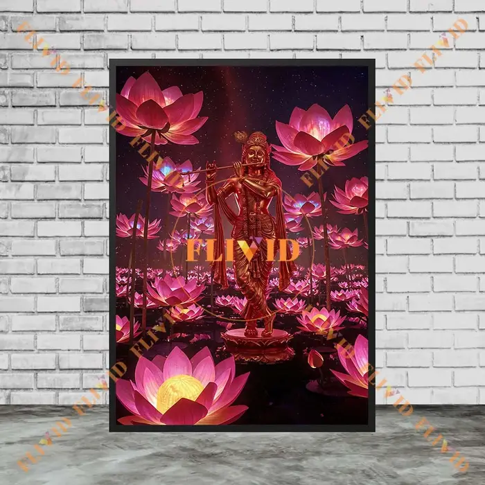 Affiche de fleurs de Lotus de la déesse hindouisme Lakshmi