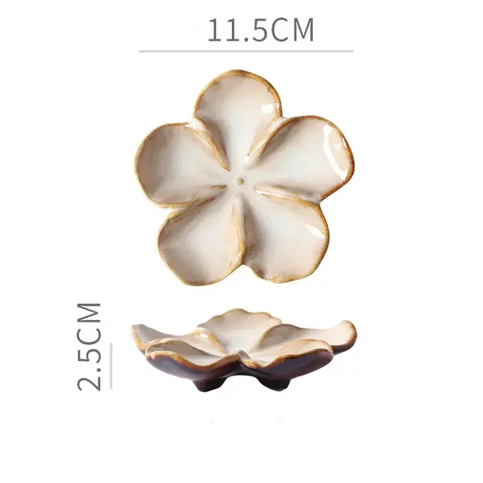 Assiette à trempette en céramique rétro, en forme de pétale, cuite au four, légère, pour assaisonnem