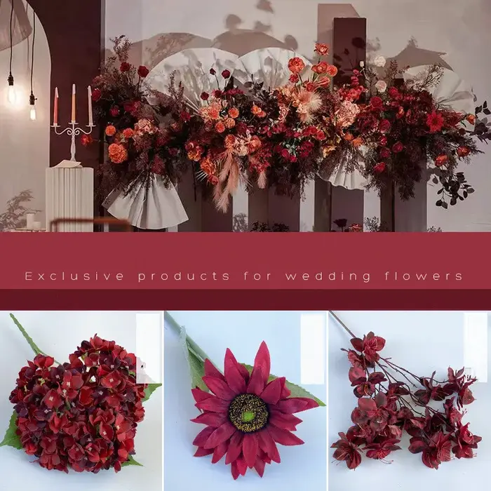 Matériel de fleur de série rouge vin