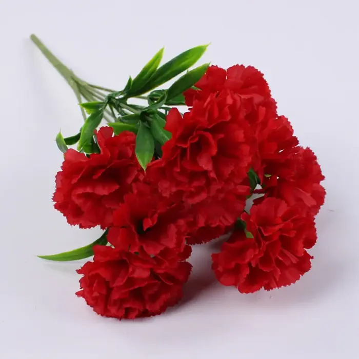 Fleurs artificielles d'oeillet à 11 têtes, fausses plantes en plastique, fleurs en soie pour toujour
