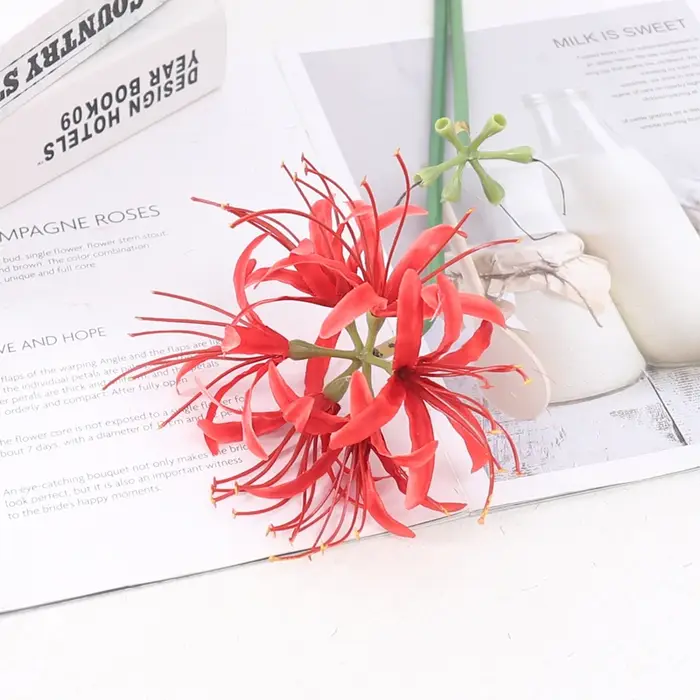 Kahaul 64 cm fleurs artificielles Higanbana branche belle fausse fleur couronne de noël maison Festival fête mariage jardin décor