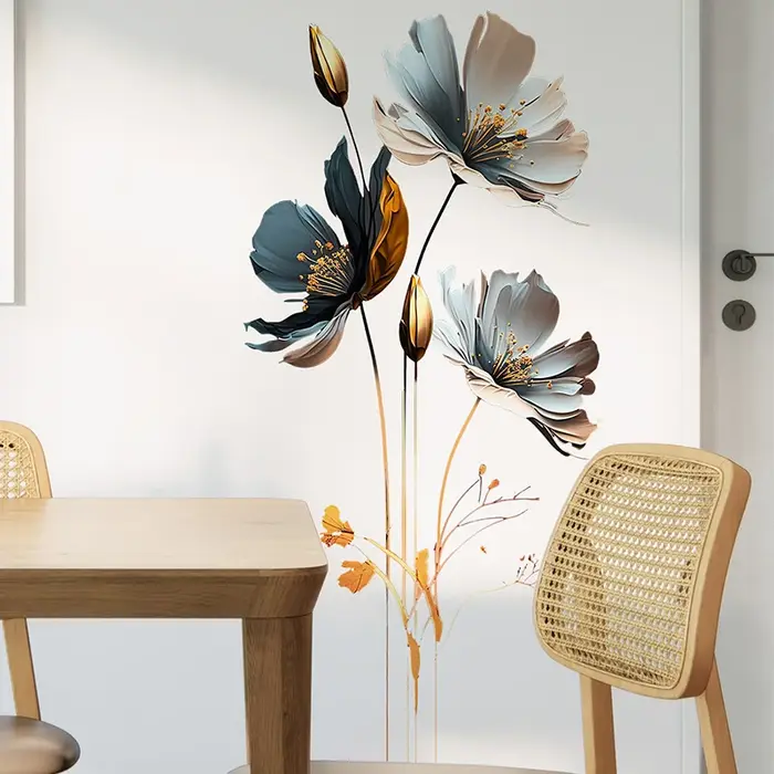 Superbe autocollant mural floral pour salon