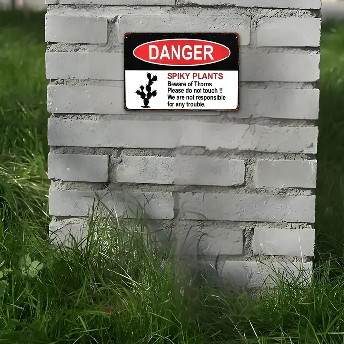 Panneau de signalisation de danger en aluminium plat 2D en forme de cactus