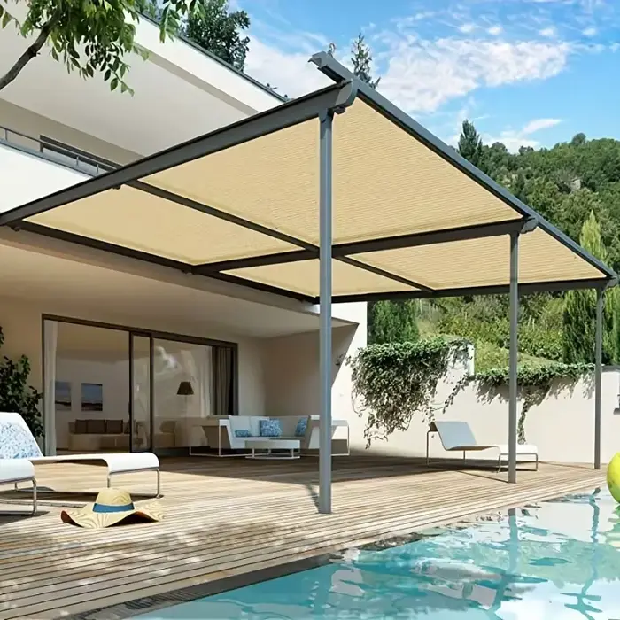 Filet d'ombrage Beige 4x5m, protection UV, hangar pour plantes, pare-soleil extérieur, maille, pare-
