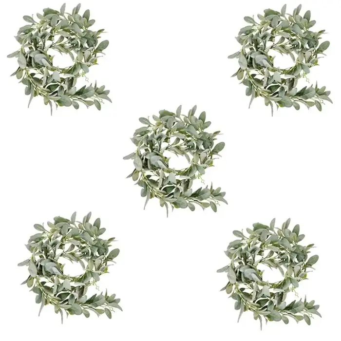 Guirlande artificielle ABKJ-5X en fausse vigne floquée effet oreilles d'agneau – 2 mètres de verdure et feuillage doux pour la décoration de cheminée de style campagnard