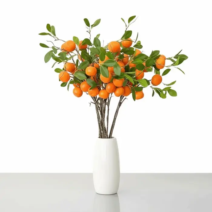 Branche d'Orange Artificielle Feuilles Vertes